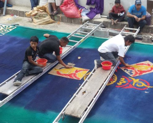 Semana Santa Guatemala Making an Alfombra