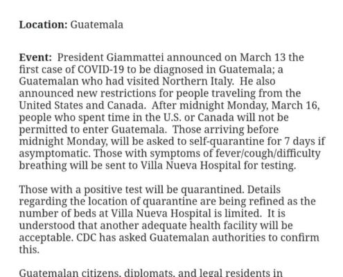 Guatemala closes borders for two weeks to contain coronavirus